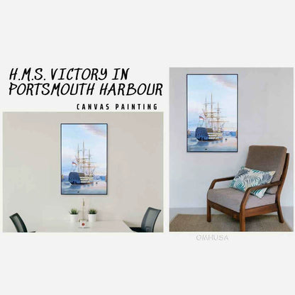 H.M.S. Victory in Portsmouth Harbour - Canvas Painting