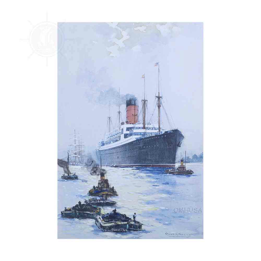 The Cunard Liner Carpathia Outward Bound from Liverpool in the Moonlight - Canvas Print