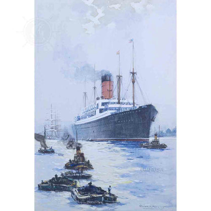 The Cunard Liner Carpathia Outward Bound from Liverpool in the Moonlight - Canvas Print