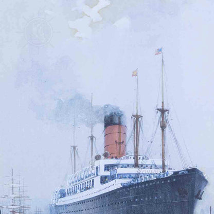 The Cunard Liner Carpathia Outward Bound from Liverpool in the Moonlight - Canvas Print
