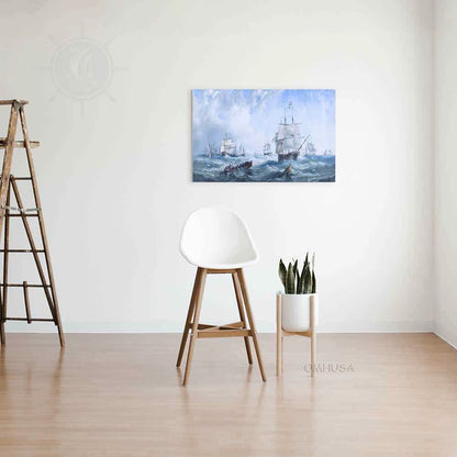 The Channel fleet in heavy weather - Canvas Print