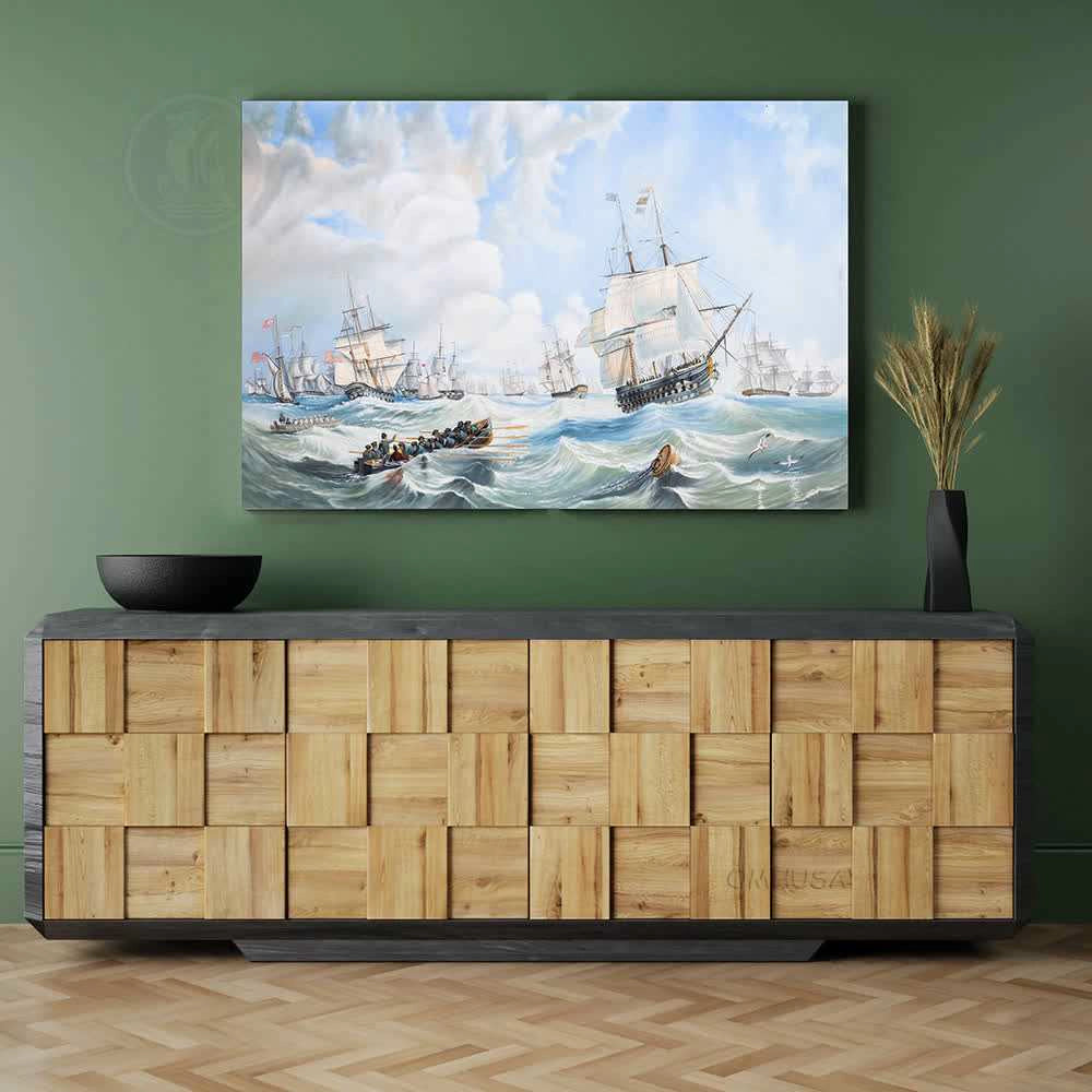 The Channel fleet in heavy weather - Canvas Print