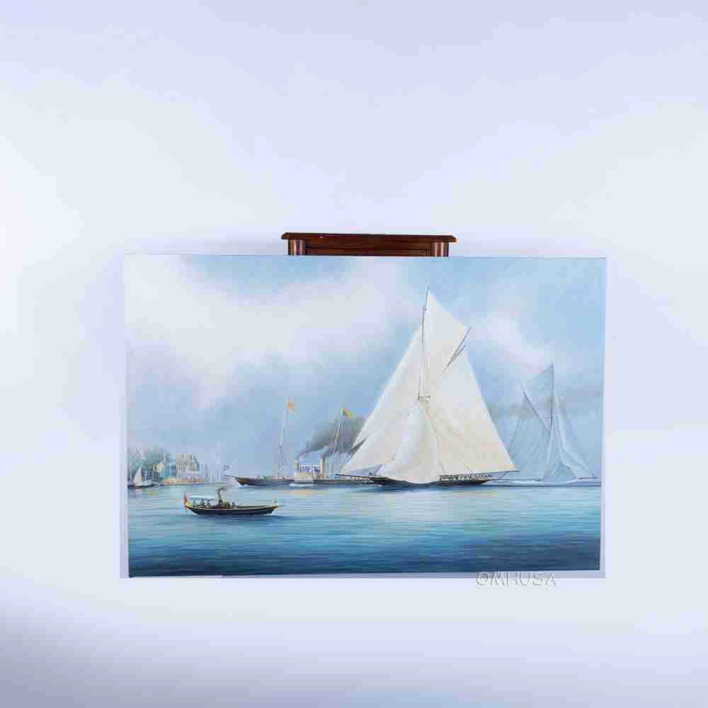 Britannia and Vigilant off the Royal Yacht Squadron's Headquarters - Canvas Print