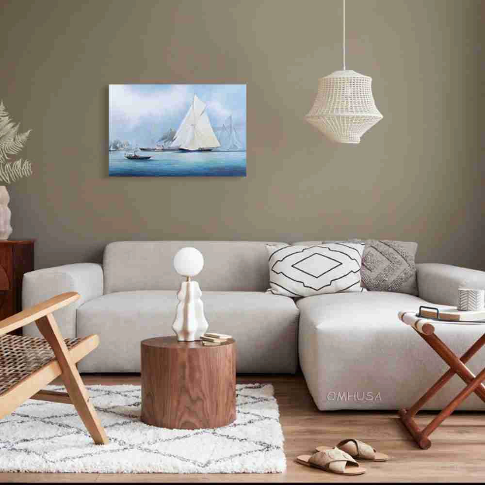 Britannia and Vigilant off the Royal Yacht Squadron's Headquarters - Canvas Print