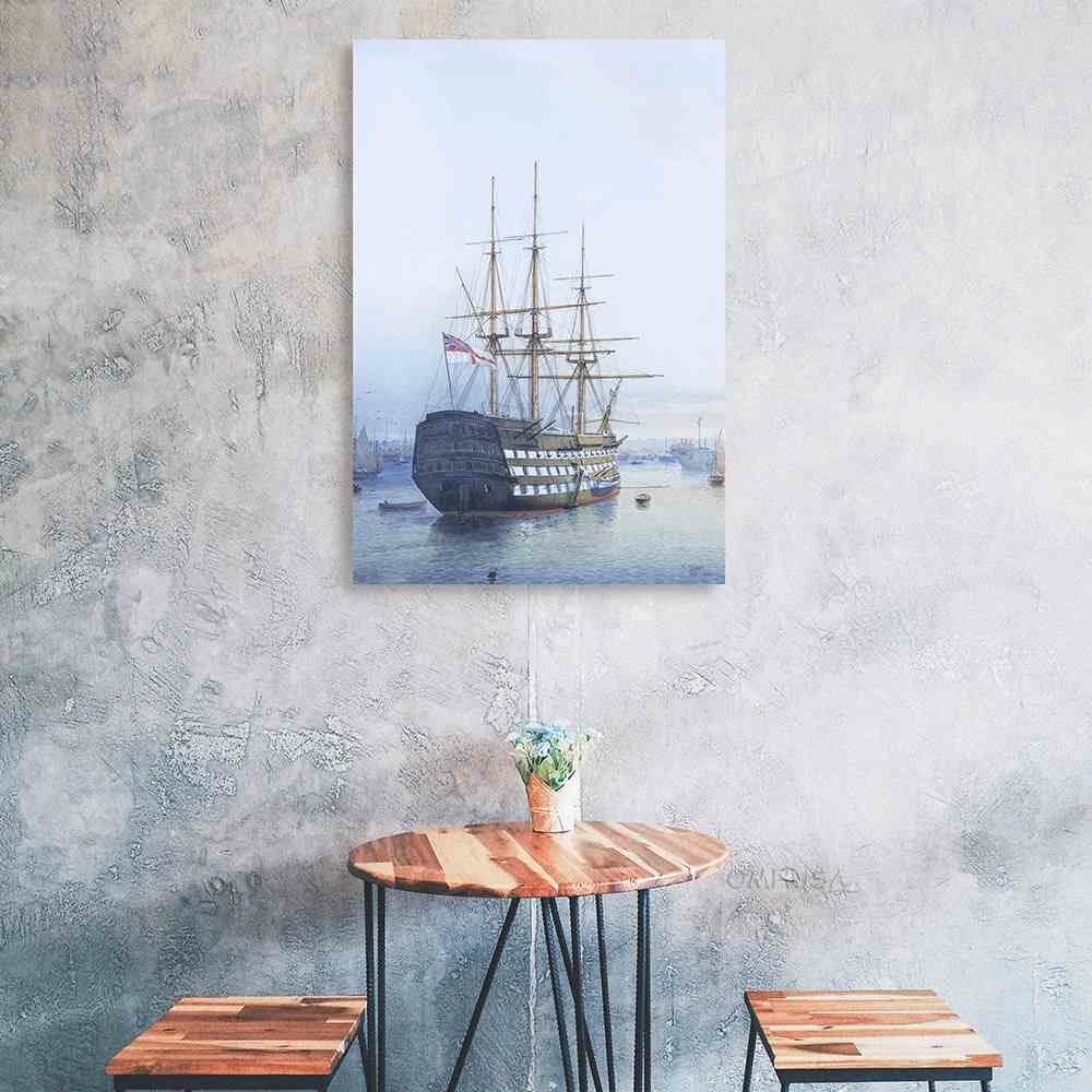 H.M.S. Victory in Portsmouth Harbour - Canvas Print