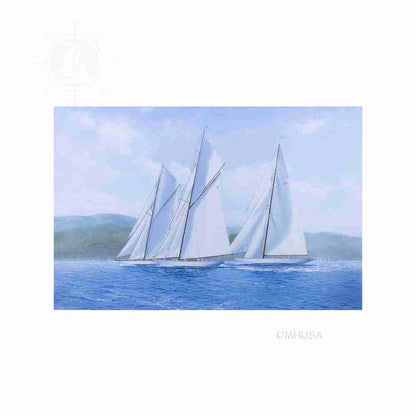 Sailing Yachts Mariquita Moonbeam and Cambria Racing at Regates Royales - Canvas Print