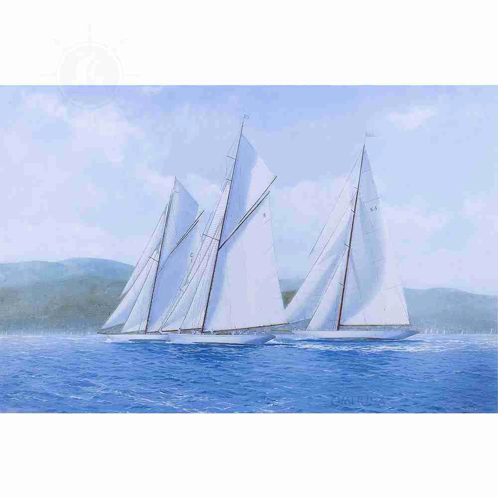 Sailing Yachts Mariquita Moonbeam and Cambria Racing at Regates Royales - Canvas Print