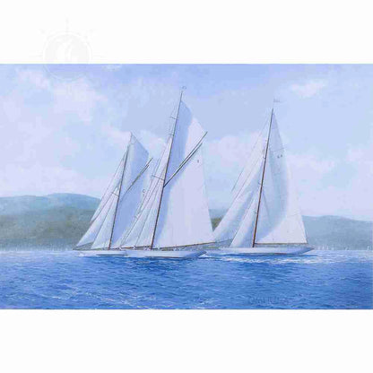 Sailing Yachts Mariquita Moonbeam and Cambria Racing at Regates Royales - Canvas Print