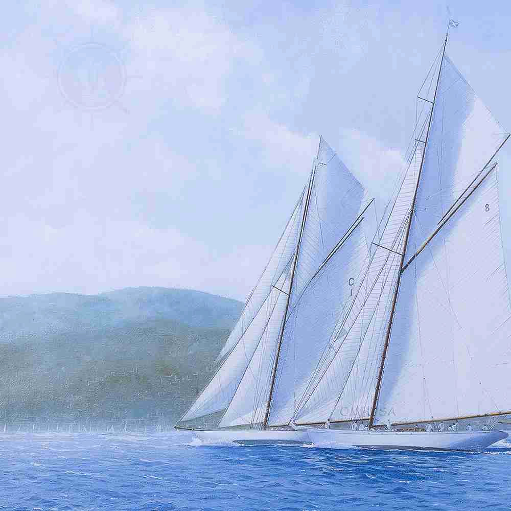 Sailing Yachts Mariquita Moonbeam and Cambria Racing at Regates Royales - Canvas Print