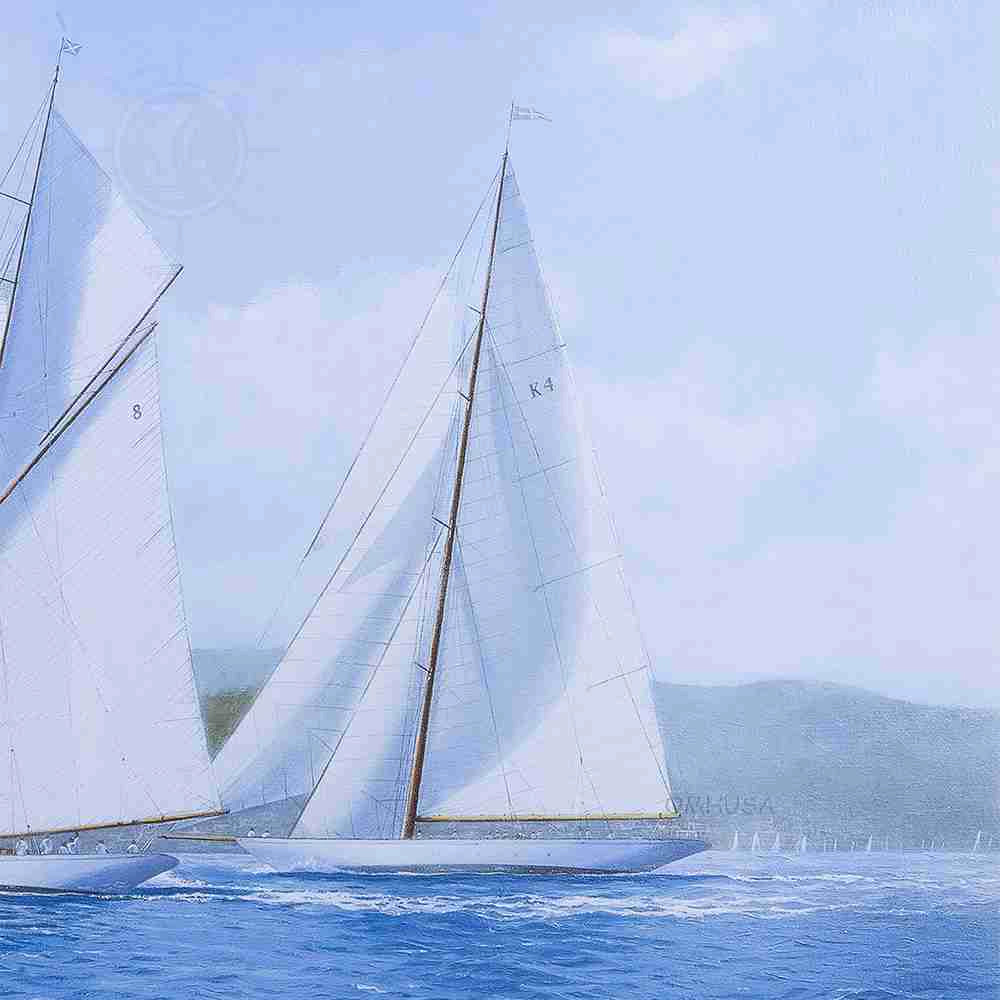 Sailing Yachts Mariquita Moonbeam and Cambria Racing at Regates Royales - Canvas Print