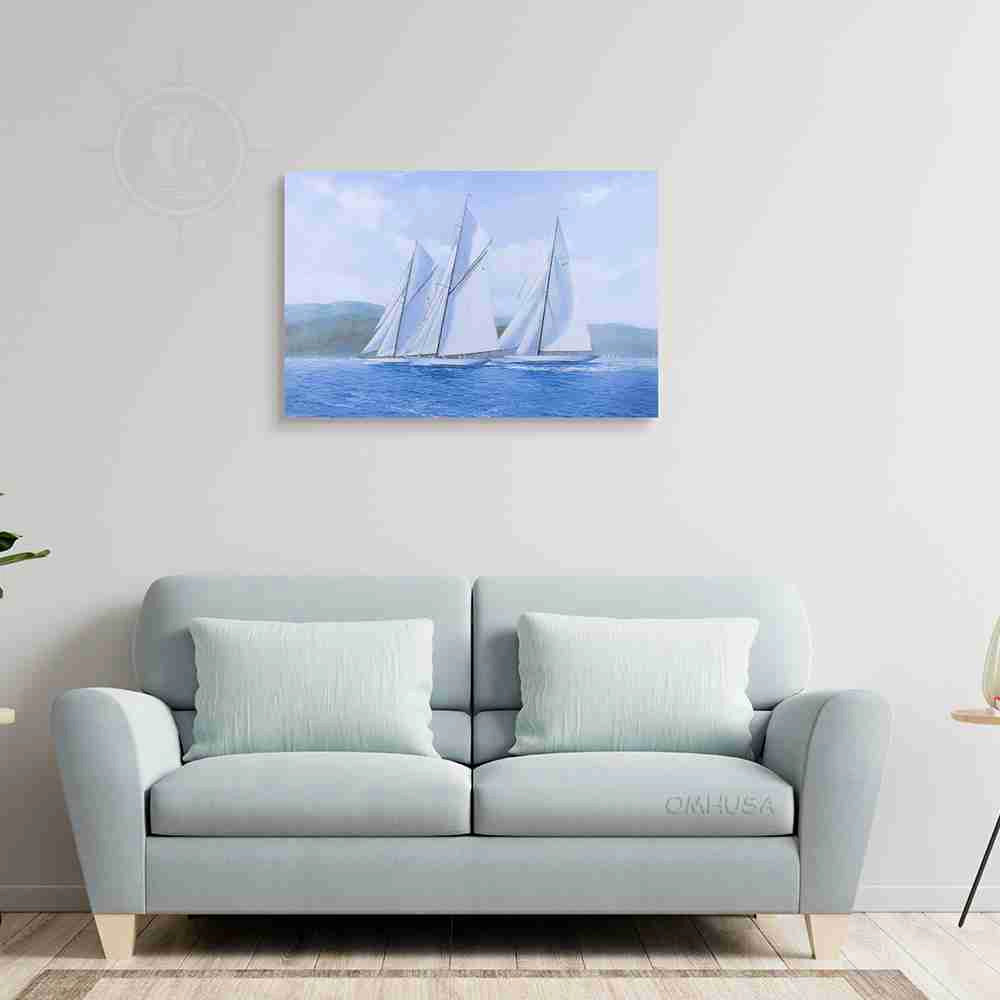 Sailing Yachts Mariquita Moonbeam and Cambria Racing at Regates Royales - Canvas Print