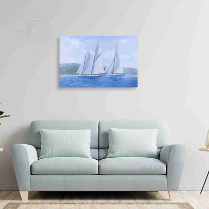Sailing Yachts Mariquita Moonbeam and Cambria Racing at Regates Royales - Canvas Print