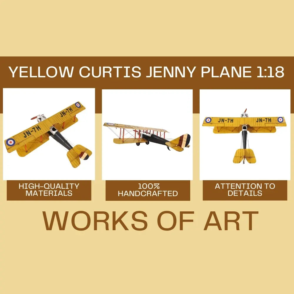 Yellow Curtis Jenny Plane 1:18