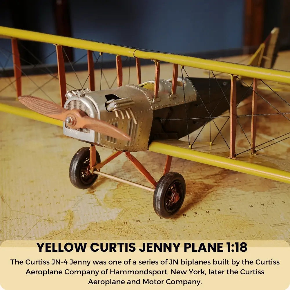 Yellow Curtis Jenny Plane 1:18