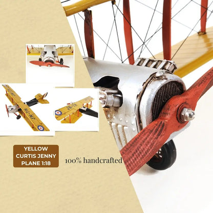Yellow Curtis Jenny Plane 1:18