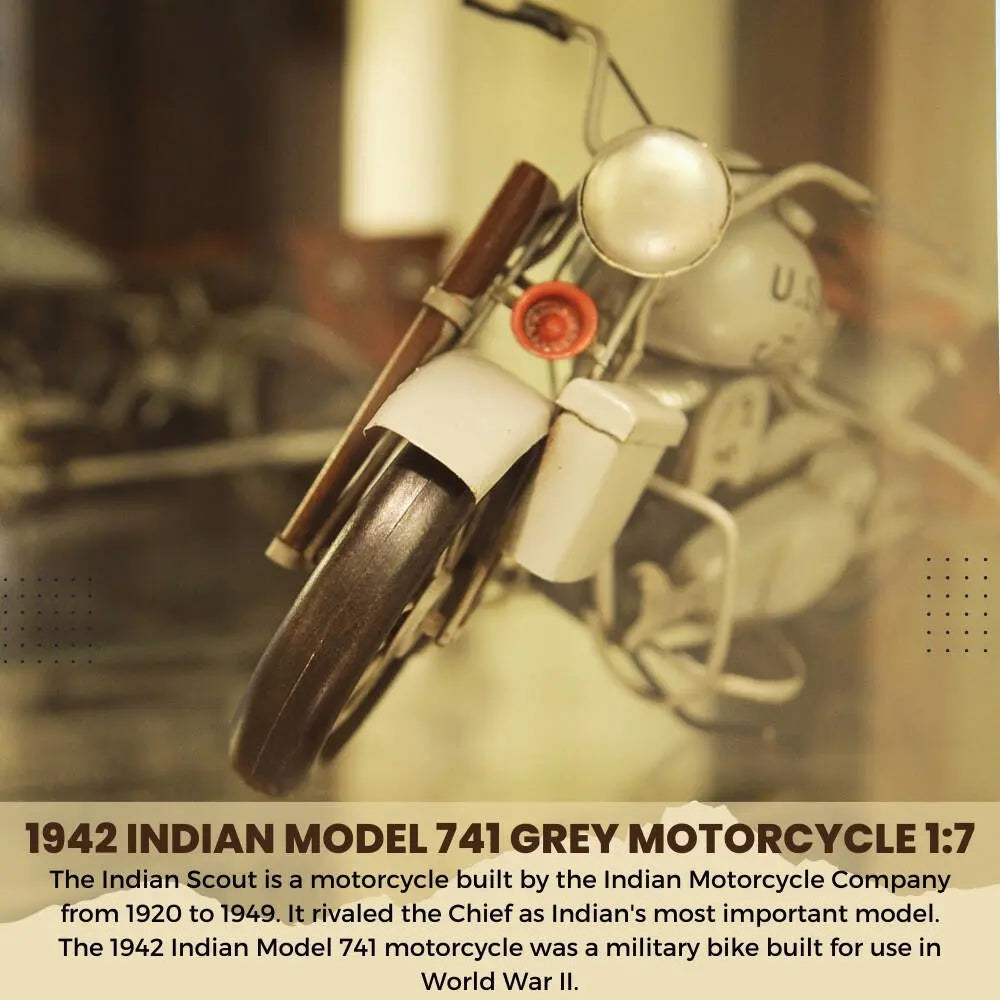 1942 Indian Model 741 Grey Motorcycle 1:7 – Captain Heritage