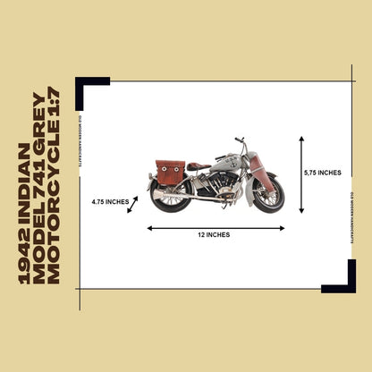 1942 Indian Model 741 Grey Motorcycle 1:7