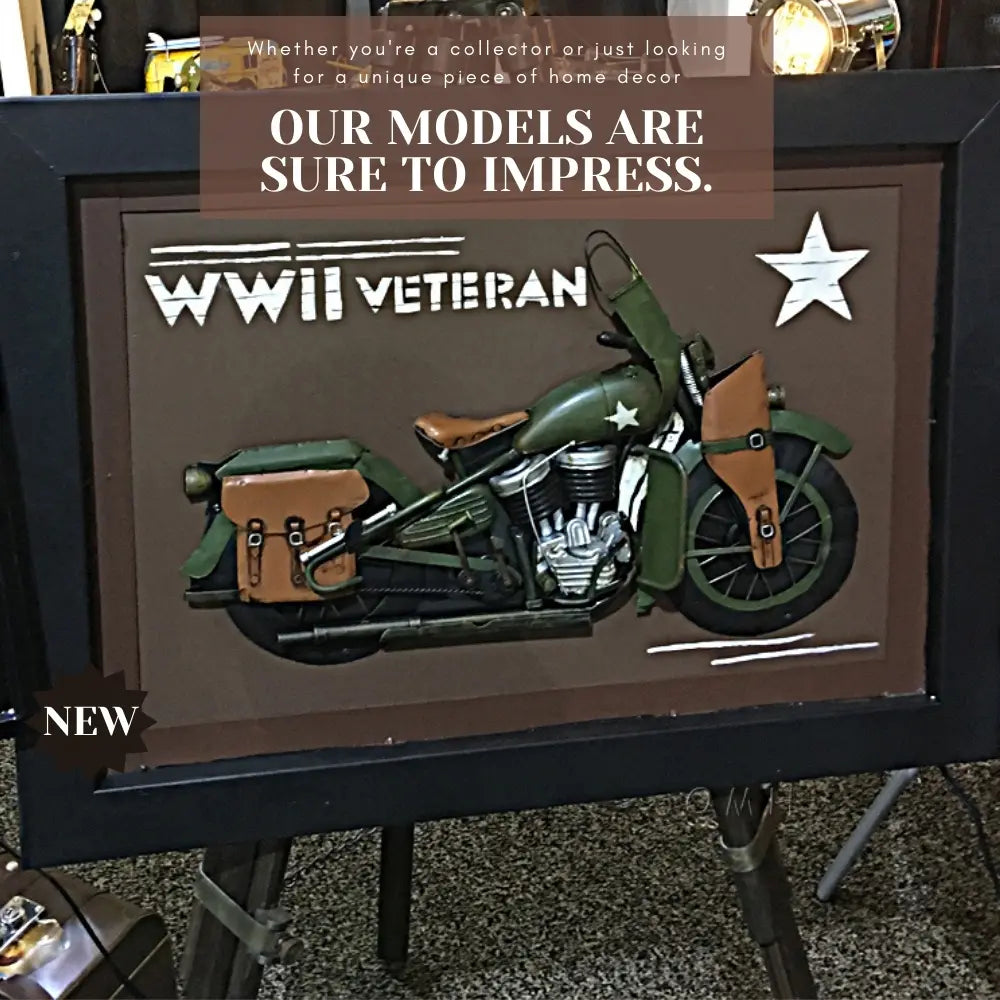 Vintage WWII Motorcycle 3D Painting