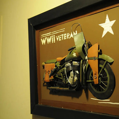 Vintage WWII Motorcycle 3D Painting