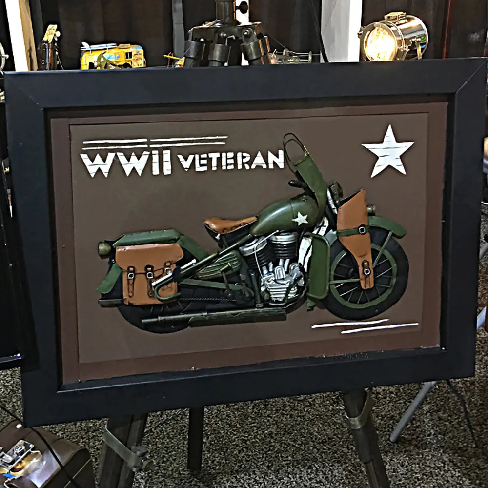 Vintage WWII Motorcycle 3D Painting