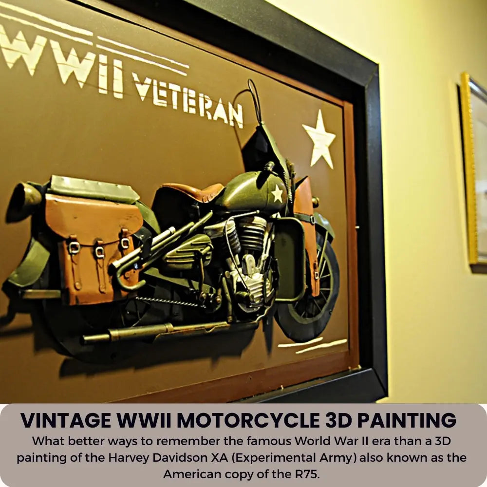 Vintage WWII Motorcycle 3D Painting