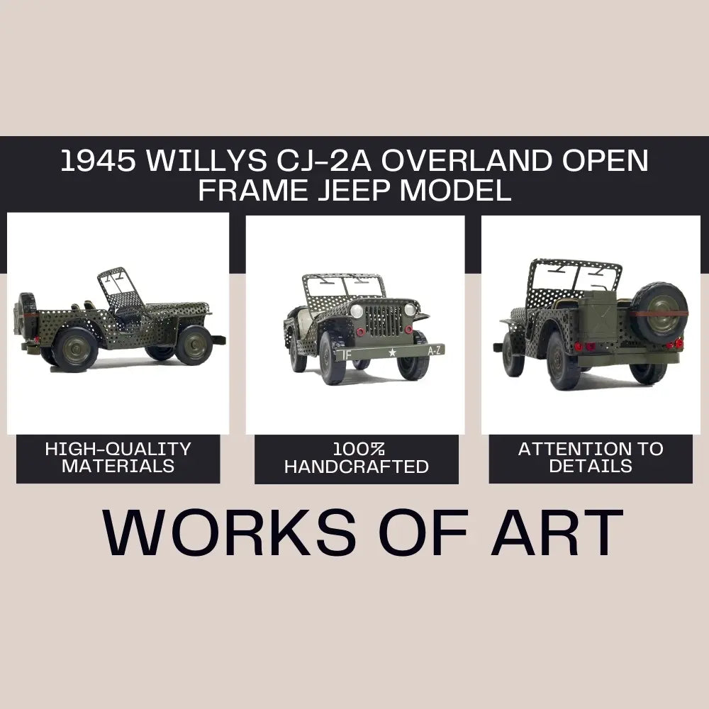 Modèle de Jeep Willys CJ-2A Overland de 1945 à châssis ouvert