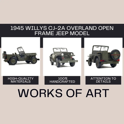 Modèle de Jeep Willys CJ-2A Overland de 1945 à châssis ouvert