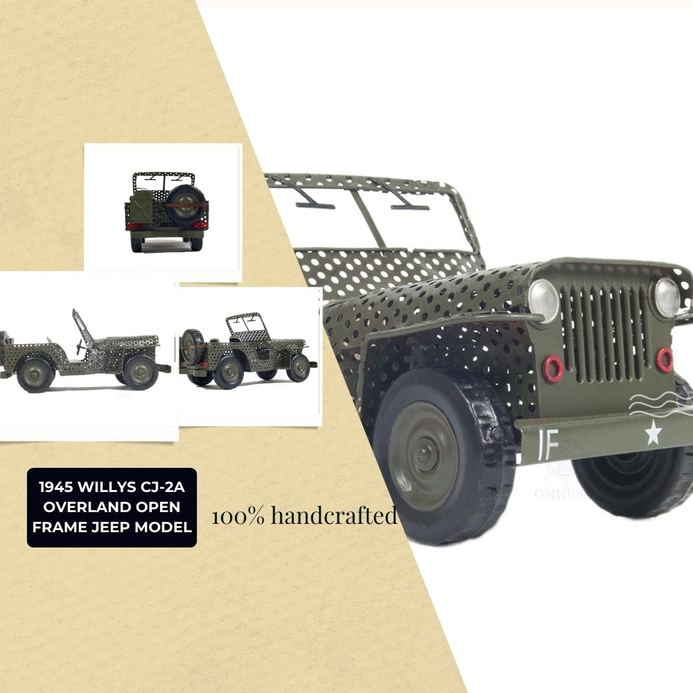 1945 Willys CJ-2A Overland Açık Şasi Jeep Model