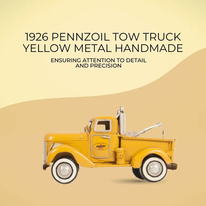 1926 Pennzoil Tow Truck Yellow Metal Handmade