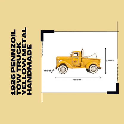 1926 Pennzoil Tow Truck Yellow Metal Handmade