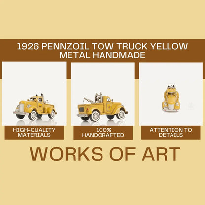 1926 Pennzoil Tow Truck Yellow Metal Handmade
