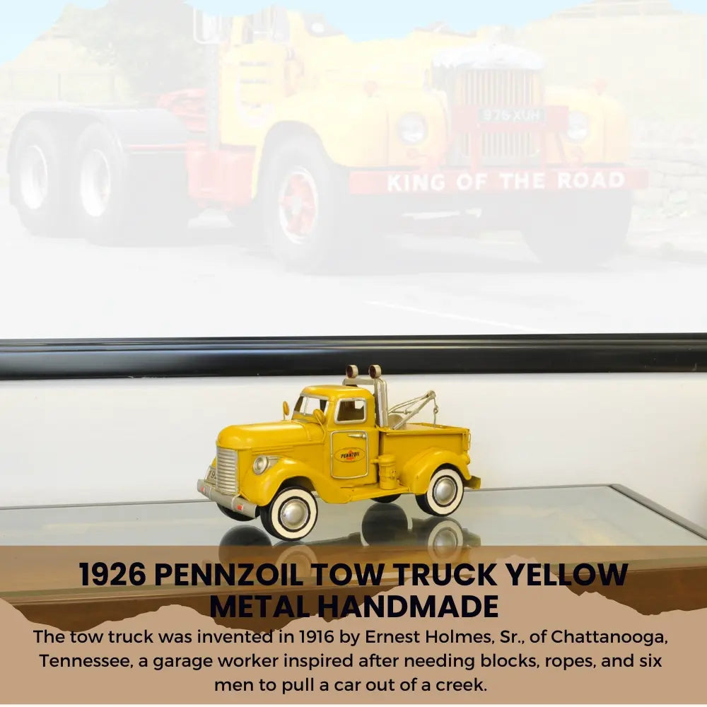 1926 Pennzoil Tow Truck Yellow Metal Handmade