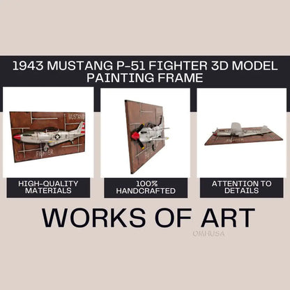 1943 Mustang P-51 Fighter 3D Model Painting Frame