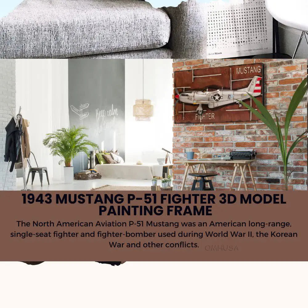 1943 Mustang P-51 Fighter 3D Model Painting Frame