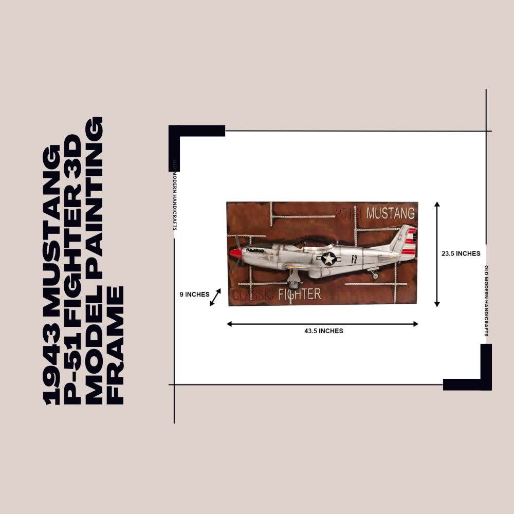 1943 Mustang P-51 Fighter 3D Model Painting Frame