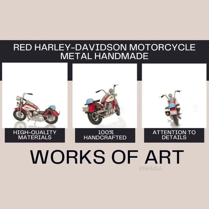 Red Harley-Davidson Motorcycle Metal Handmade