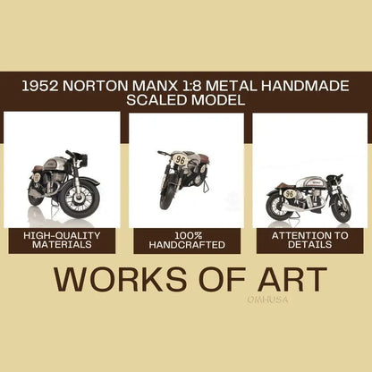 1952 Norton Manx 1:8 Metal Handmade Scaled Model