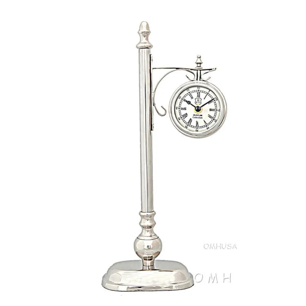Brass/ Alum. Lamp Post Clock One Sided