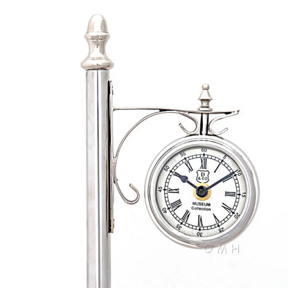Brass/ Alum. Lamp Post Clock One Sided