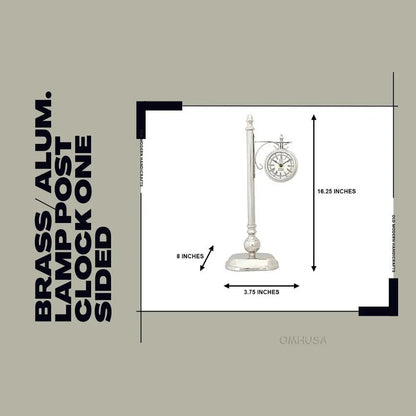 Brass/ Alum. Lamp Post Clock One Sided