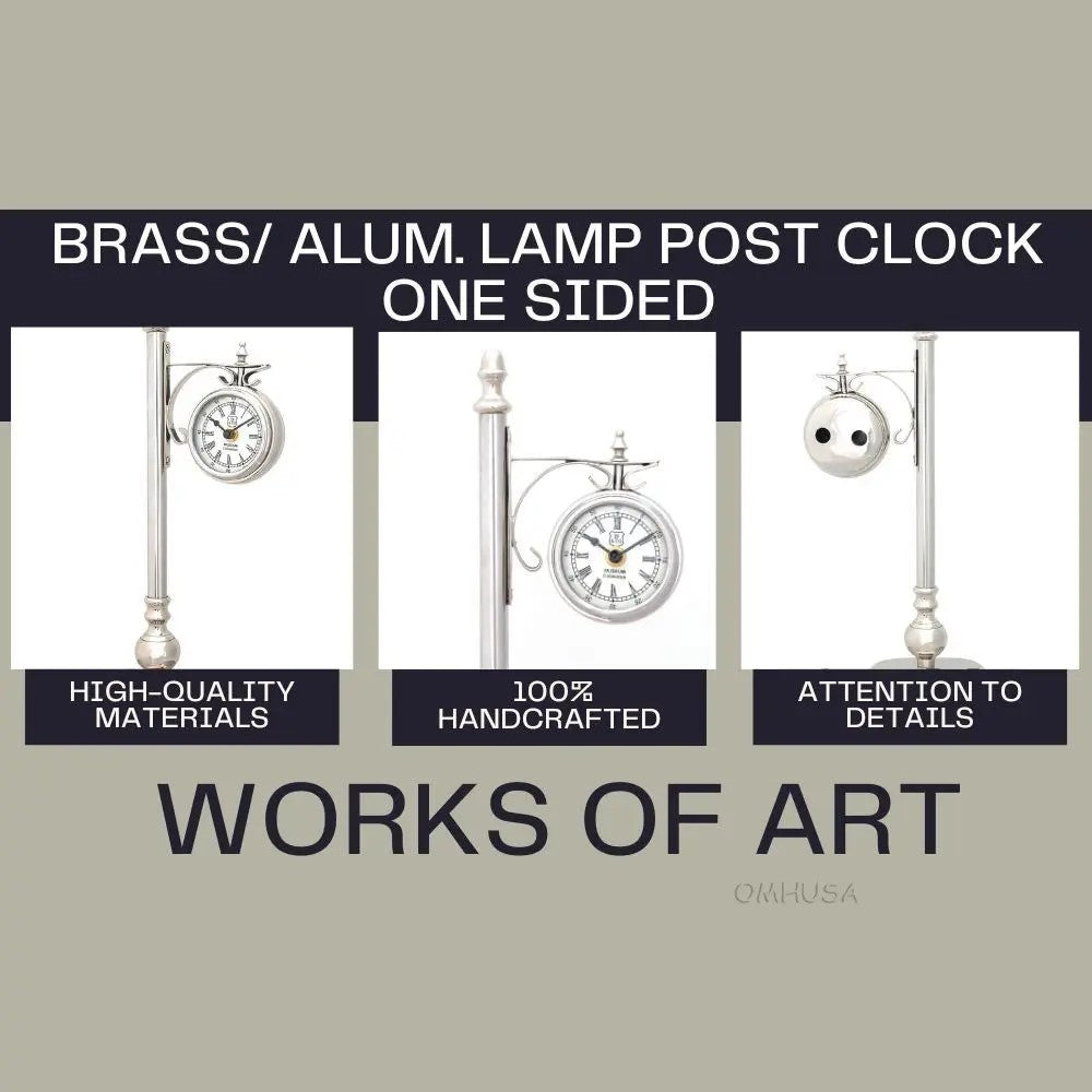 Brass/ Alum. Lamp Post Clock One Sided