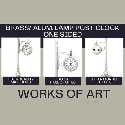 Brass/ Alum. Lamp Post Clock One Sided