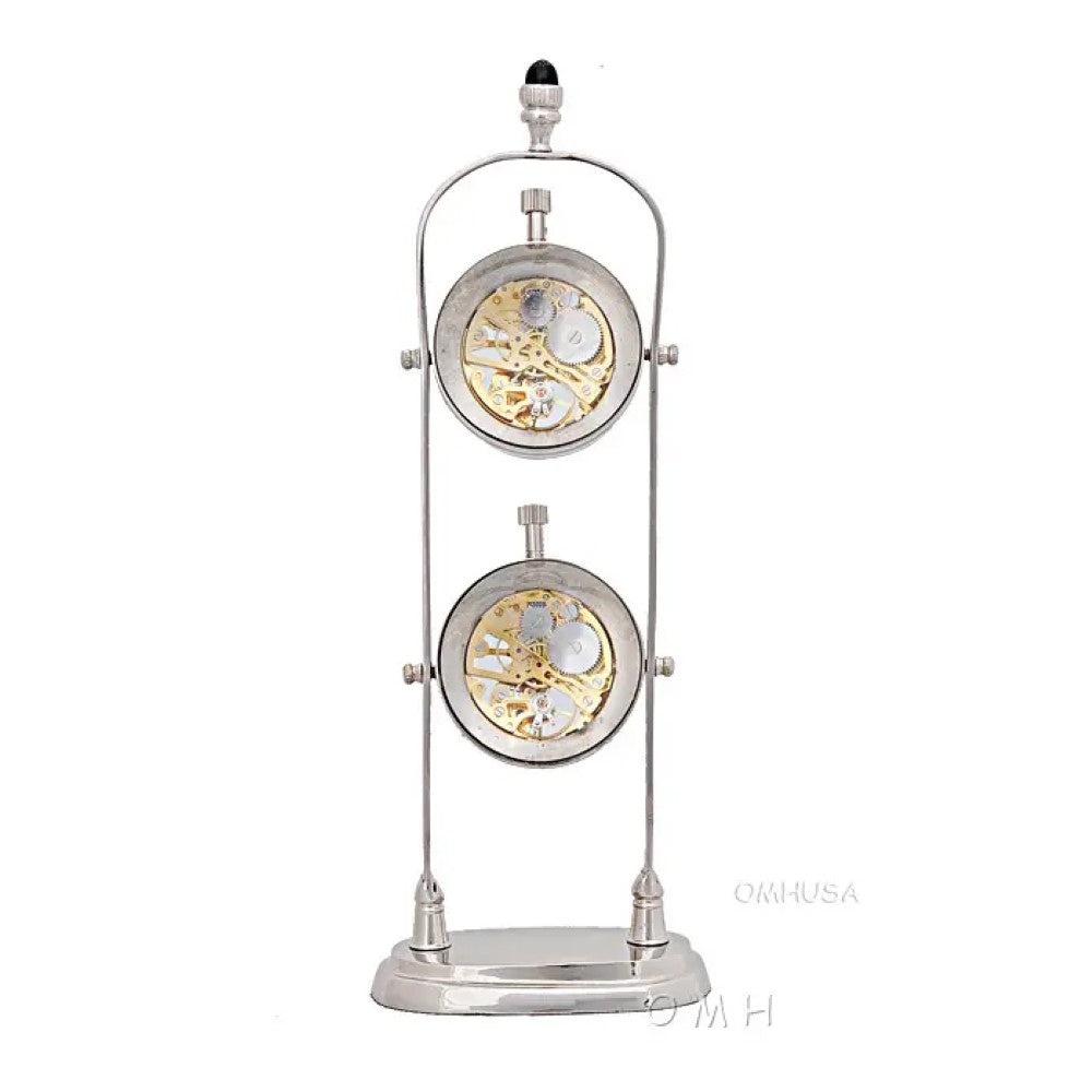 Brass See Thru Clock Double