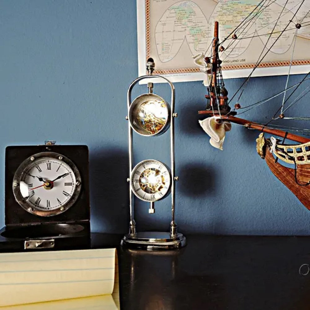 Brass See Thru Clock Double