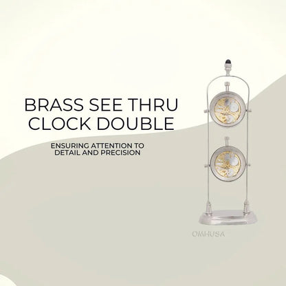 Brass See Thru Clock Double