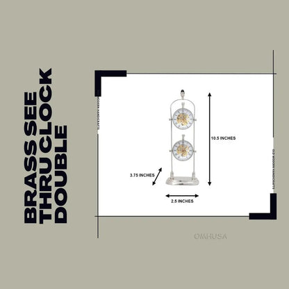 Brass See Thru Clock Double