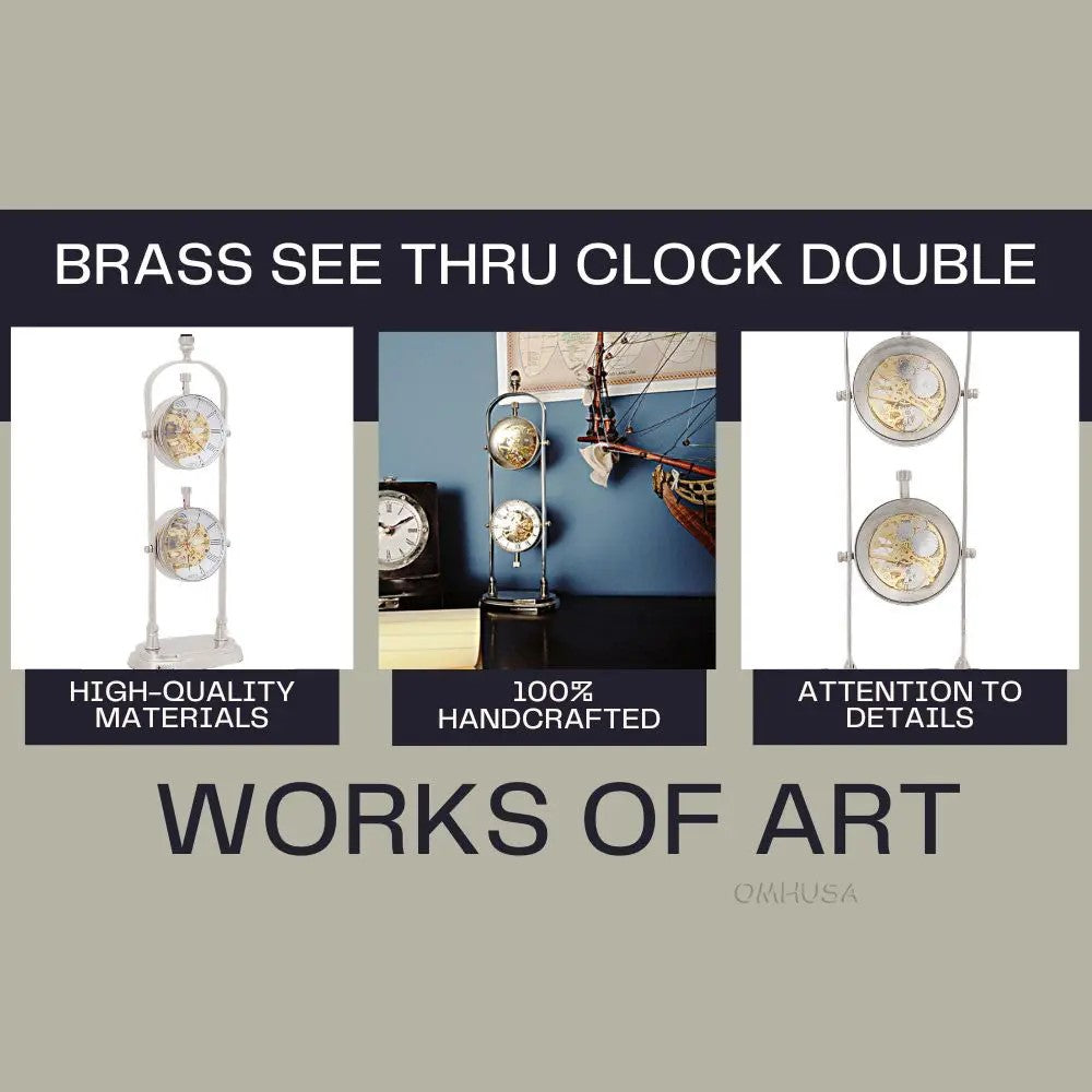 Brass See Thru Clock Double