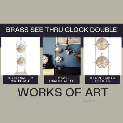 Brass See Thru Clock Double