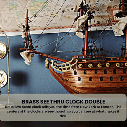 Brass See Thru Clock Double