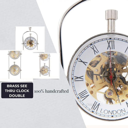 Brass See Thru Clock Double
